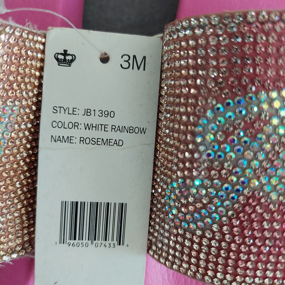 Juicy Couture Rosemead Rainbow Rhinestone Slides - NWT Size 3 / Fits Women’s 5
